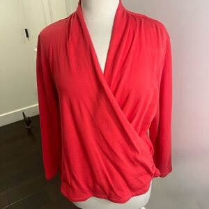 Anthropologie - Maeve - salmon wrap blouse w/ 3/4 sleeves